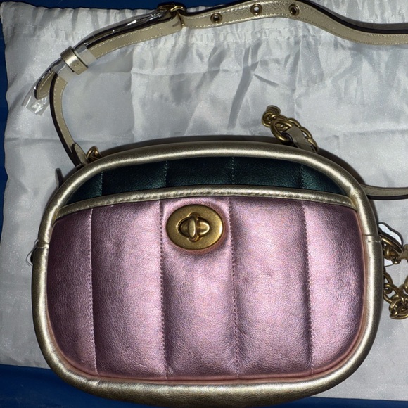 Coach Metallic Color Block Quilted Leather Small Camera Crossbody Bag Purse NWT - Picture 13 of 13